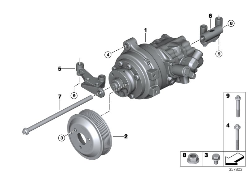 Насос гидроусилителя рулевого управления для ROLLS-ROYCE RR6 Dawn N74R (схема запчастей)