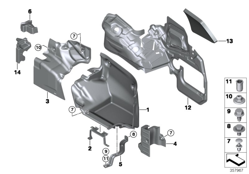 Обшивка багажного отделения П для BMW F33 428iX N20 (схема запчастей)
