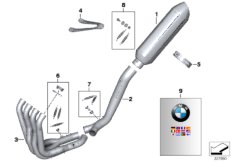 Детали системы выпуска ОГ ''Race'' для BMW K46 S 1000 RR 10 (0507,0517) 0 (схема запасных частей)