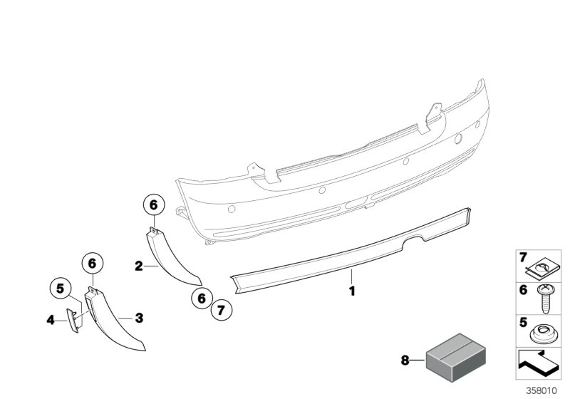 Облицовка, декор.элементы Зд для BMW R52 Cooper W10 (схема запчастей)