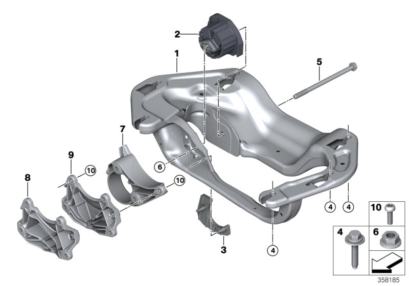 Крепление КПП для BMW F15 X5 25d B47 (схема запчастей)
