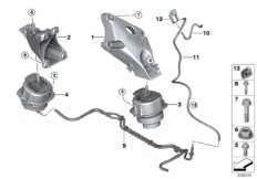 Подвеска двигателя для BMW F15 X5 25dX N47S1 (схема запасных частей)