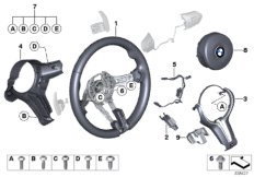 M спортивное рулевое колесо с НПБ,кожа для BMW F10 M5 S63N (схема запасных частей)