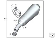 Задняя часть глушителя хромированная для MOTO K52 R 1200 RT (0A03, 0A13) 0 (схема запасных частей)