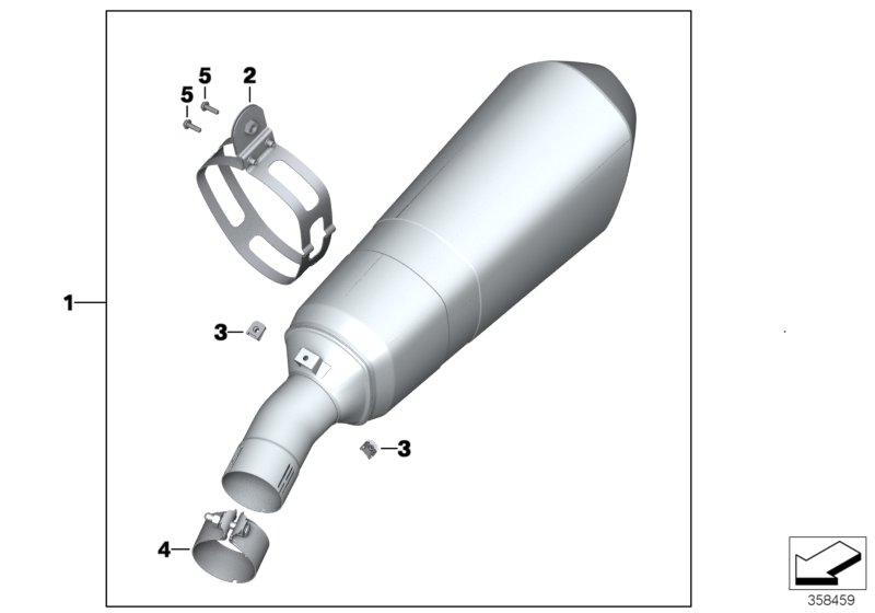 Задняя часть глушителя хромированная для MOTO K52 R 1200 RT (0A03, 0A13) 0 (схема запчастей)