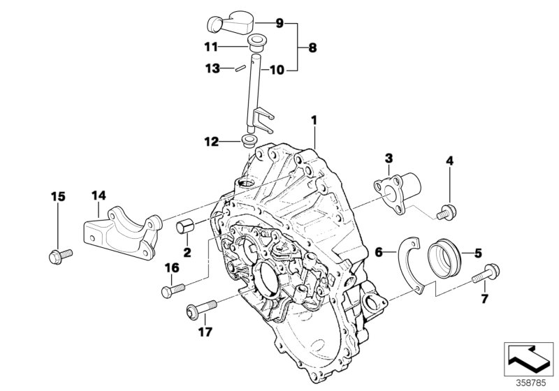 Картер сцепления и доп.элементы GS5-65BH для BMW R50 Cooper W10 (схема запчастей)