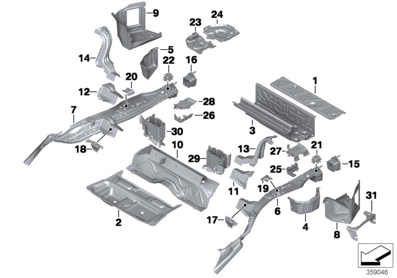 Дополнит.элементы пола багажника для BMW MOSP M235i Racing N55 (схема запчастей)