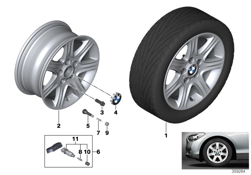 Л/c диск BMW со звездообр.спиц.диз.377 для BMW F23 218d B47 (схема запчастей)