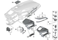 Доп.элементы панели приборов Вх для BMW I12N i8 B38X (схема запасных частей)