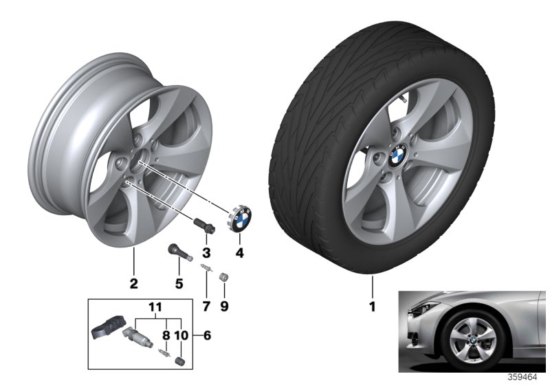 Л/с диск BMW Streamline диз.306- 16'' для BMW F30 318dX N47N (схема запчастей)