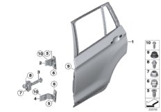Задняя дверь - петля/ограничитель двери для BMW F25 X3 35dX N57Z (схема запасных частей)