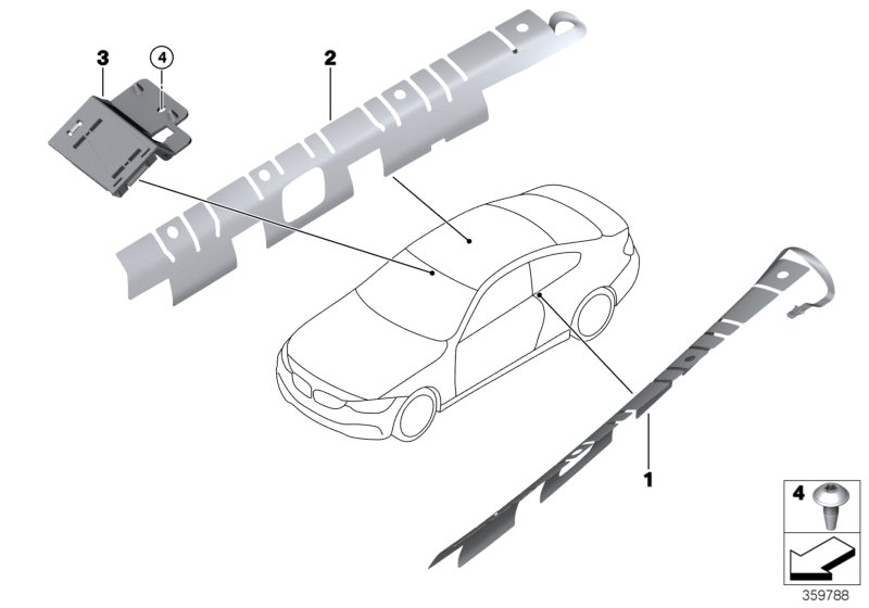 Детали антенны радиоприемника для BMW F33 430iX B48 (схема запчастей)