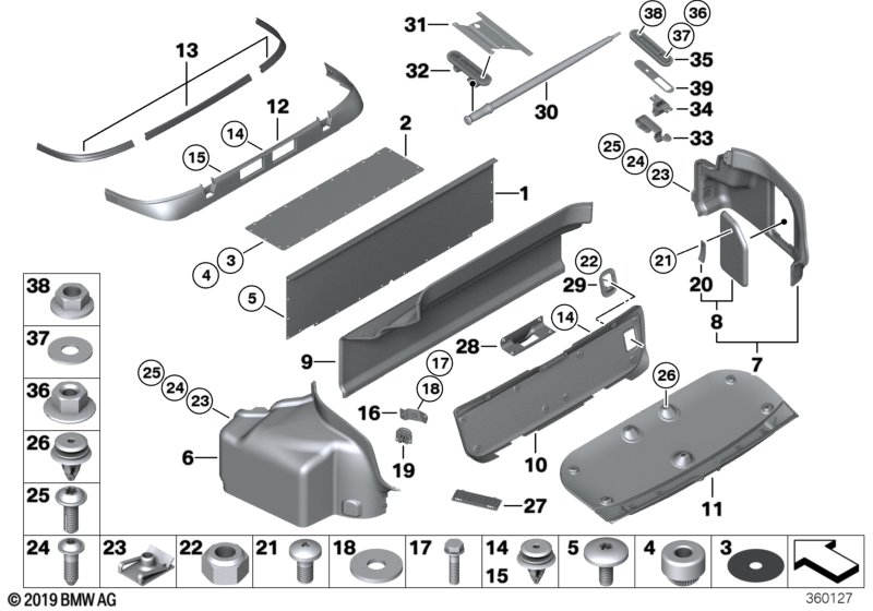 Обшивка багажного отделения для ROLLS-ROYCE RR3 Coupé N73 (схема запчастей)