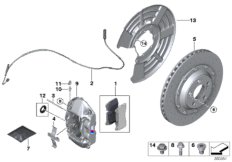 Тормозной механизм заднего колеса для BMW F83 M4 S55 (схема запасных частей)