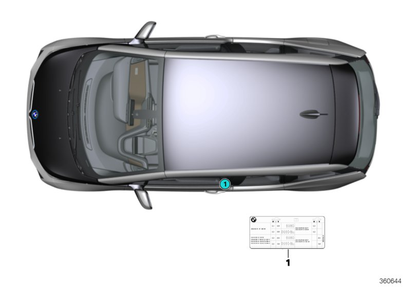 Шильдик "Reifendruck" для BMW I01 i3 94Ah IB1 (схема запчастей)