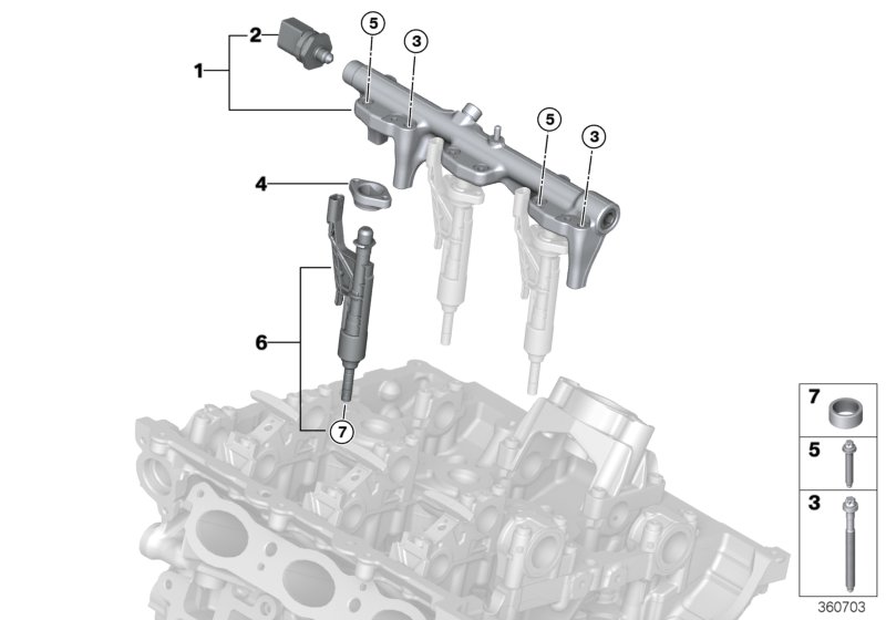 Топл.маг.выс.давления/форсунка для BMW F60 Cooper B36C (схема запчастей)