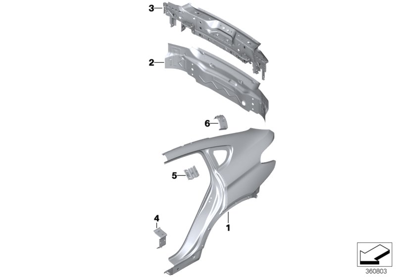 Крыло/облицовка задней части для BMW F26 X4 30dX N57N (схема запчастей)