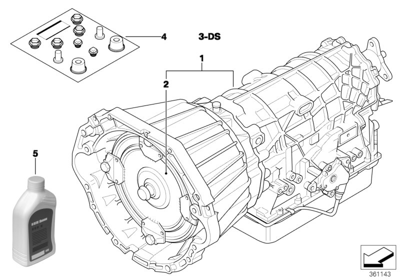 Автоматическая коробка передач A5S440Z для BMW E39 540i M62 (схема запчастей)