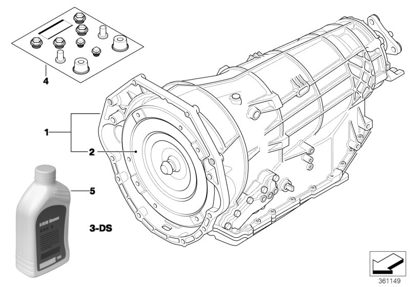 Автоматическая коробка передач A5S560Z для BMW E38 750i M73 (схема запчастей)