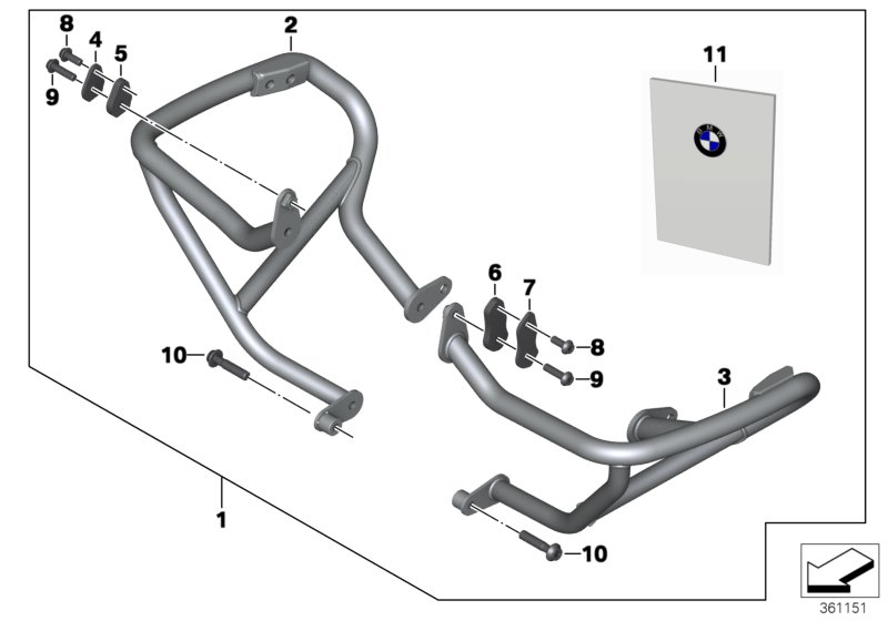 дуга защиты двигателя для BMW K50 R 1200 GS (0A01, 0A11) 0 (схема запчастей)