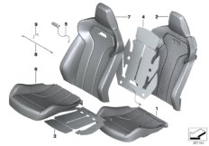 Набивка и обивка спортивного пер.сиденья для BMW F82N M4 S55 (схема запасных частей)