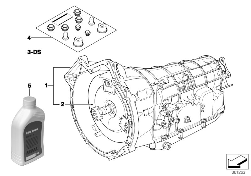 Автоматическая коробка передач A5S310Z для BMW E36 323i M52 (схема запчастей)