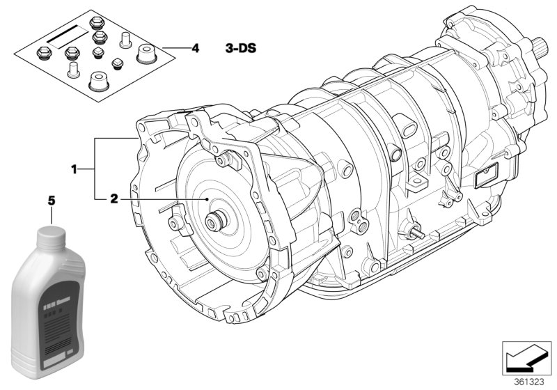 АКПП A5S390R - полноприв. для BMW E53 X5 3.0d M57 (схема запчастей)