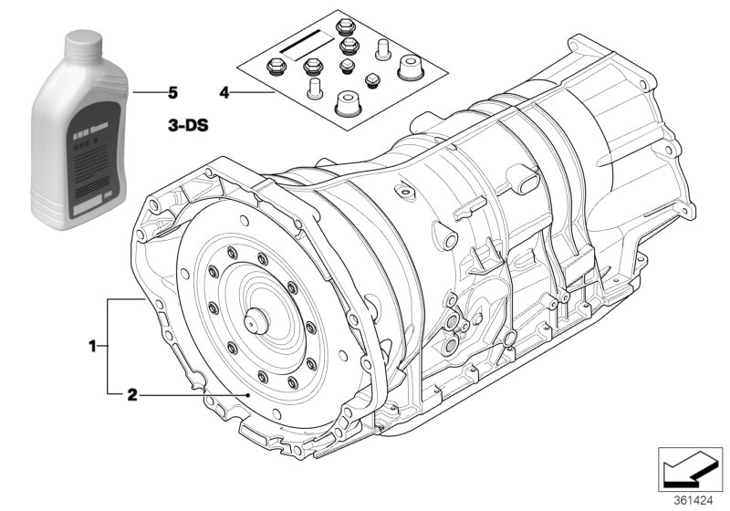 АКПП GA6HP19Z - привод на все колеса для BMW E70 X5 M S63 (схема запчастей)