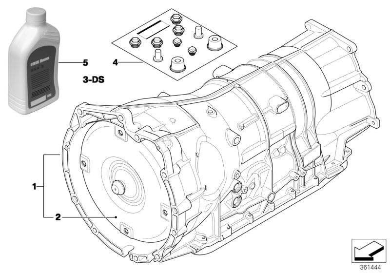 АКПП GA6HP19Z - привод на все колеса для BMW E61N 530xd M57N2 (схема запчастей)