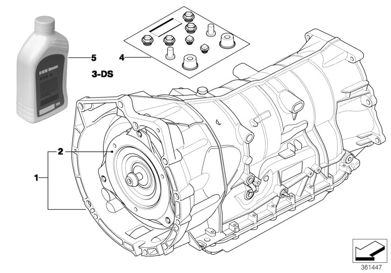 АКПП GA6HP19Z - привод на все колеса для BMW E60N 525xd M57N2 (схема запчастей)