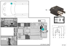 Реле омывателей фар K6 для BMW R57N Cooper D 1.6 N47N (схема запасных частей)