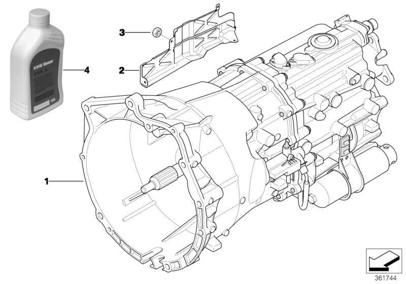 МКПП GS6S37BZ (SMG) для BMW E46 330i M54 (схема запчастей)