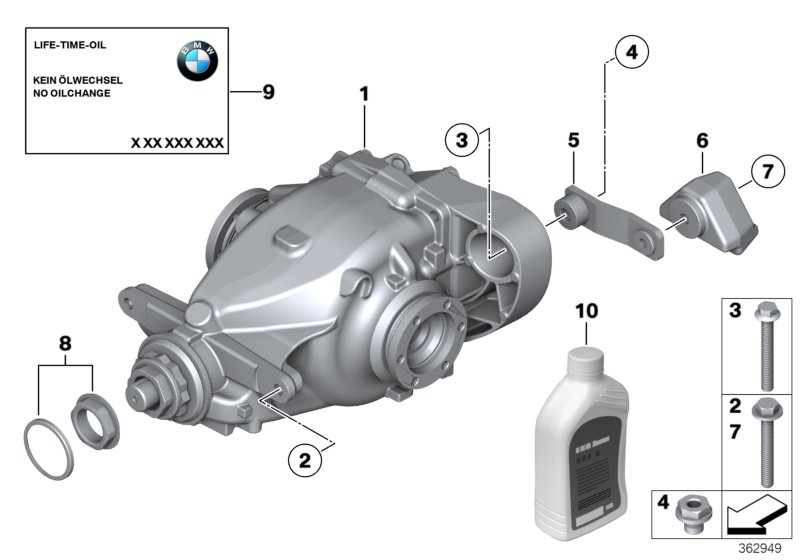 редуктор главной передачи для BMW E84 X1 20iX N20 (схема запчастей)