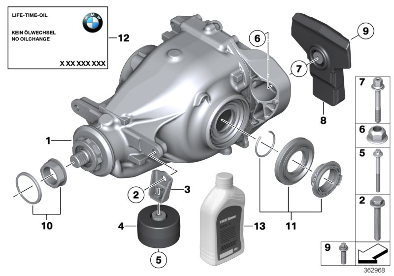 редуктор главной передачи для BMW F32 420dX B47 (схема запчастей)