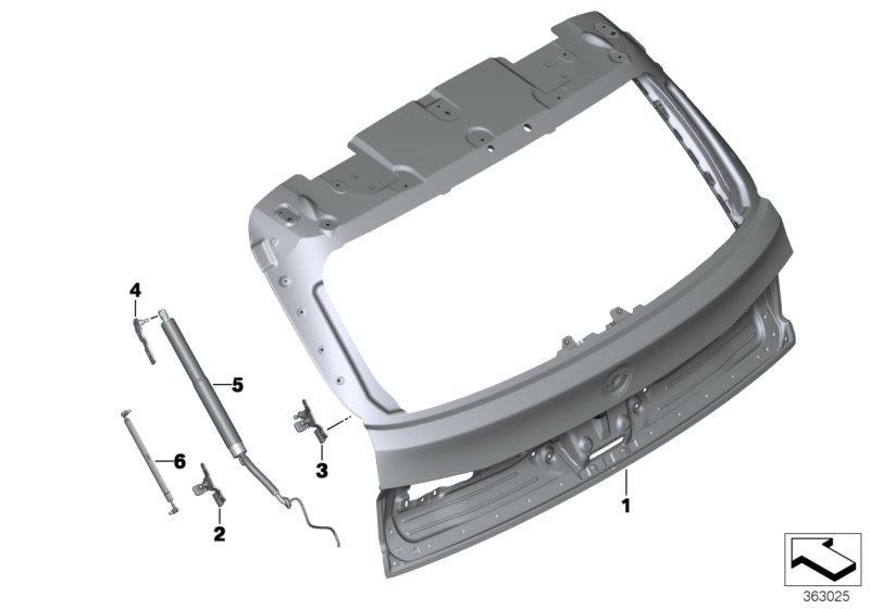 багажная дверь для BMW F15 X5 50iX 4.4 N63N (схема запчастей)