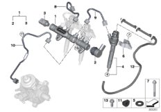Ресивер/инжектор/провод для BMW F56 Cooper D B37B (схема запасных частей)