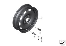 Аварийное колесо стальное черное для BMW F60 One B38B (схема запасных частей)