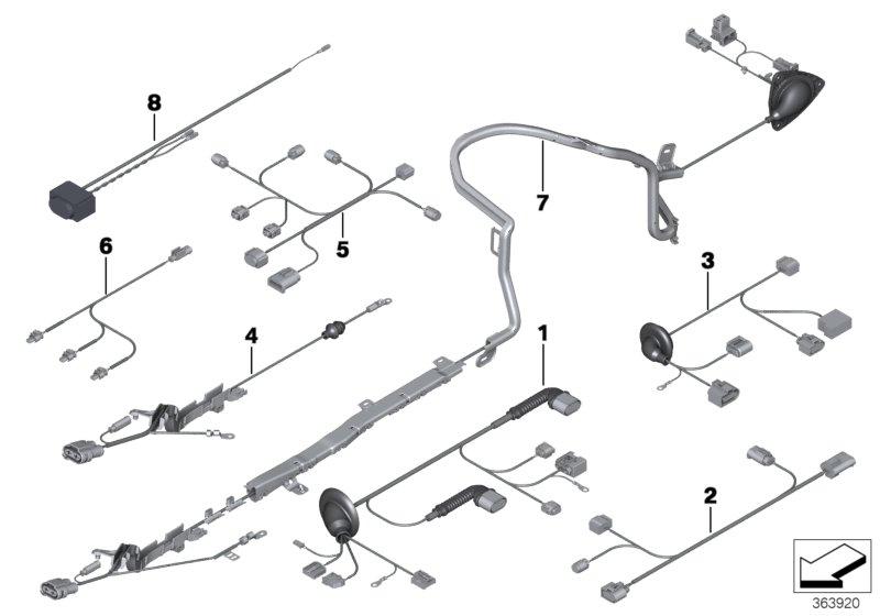 Различные дополнит.комплекты проводов для BMW F06N 640i N55 (схема запчастей)