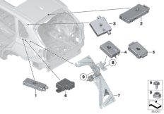 Детали разнесенной антенны для BMW F16 X6 35iX N55 (схема запасных частей)