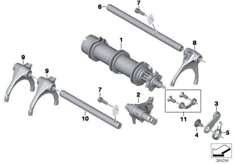 Внутренние элементы механизма ПП для BMW A40 A40 (9X01, 9X02) 0 (схема запчастей)