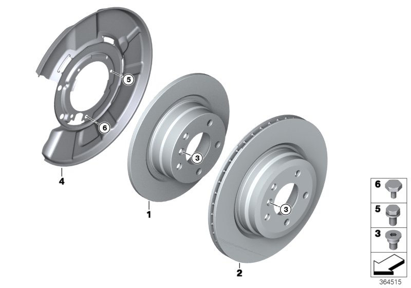 Тормозной диск торм.механ.заднего колеса для BMW E92N 320xd N47N (схема запчастей)