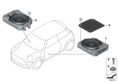 Центральный НЧ-динамик для BMW F55 Cooper D B37 (схема запасных частей)