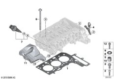 Головка блока цилиндров-доп.элементы для BMW F20N 114d B37 (схема запасных частей)