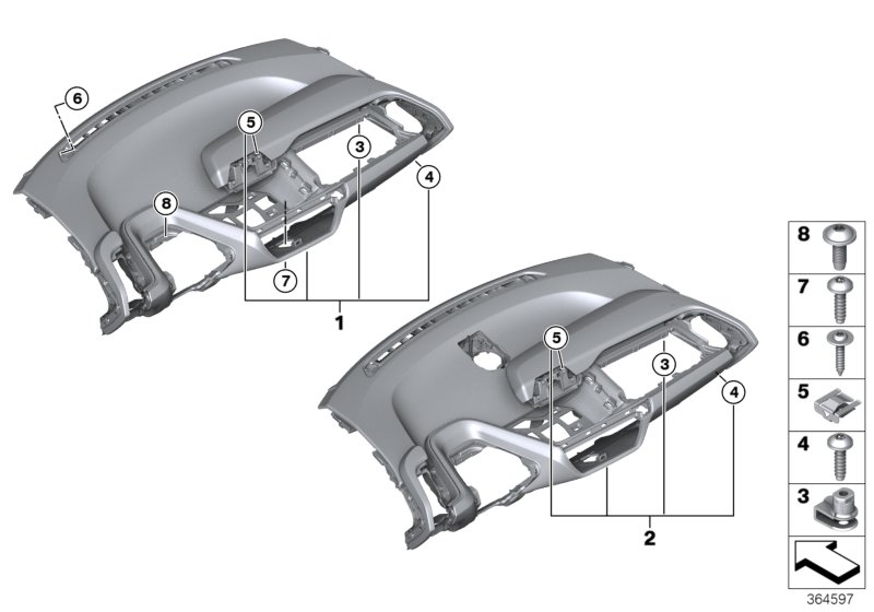 облицовка панели приборов для BMW I01N i3 94Ah IB1 (схема запчастей)
