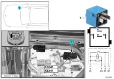 Реле разгрузки зажигания/впрыска K6341 для BMW F12 650i N63N (схема запасных частей)