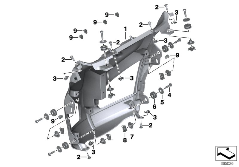 Кронштейн фары загрунтованный для BMW K17 C evolution (0C03) 0 (схема запчастей)