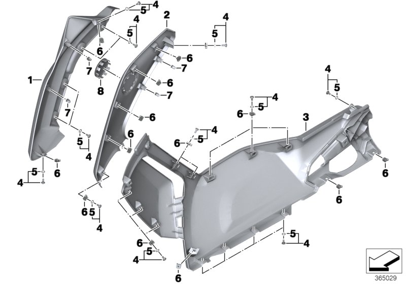Боковая часть обшивки Пд для BMW K17 C evolution (0C03) 0 (схема запчастей)