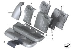 Набивка и обивка базового сиденья Зд для BMW F80N M3 S55 (схема запасных частей)