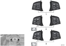 Выключатель на м/ф рулевом колесе Sport для BMW F11N 520d B47 (схема запасных частей)