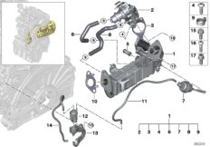 Система нейтрализации ОГ, охлаждение для BMW F39 X2 25dX B47 (схема запасных частей)